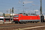 DB Lok 120 108-6 ist am Badischen Bahnhof abgestellt. Die Aufnahme stammt vom 28.05.2016.