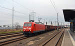 145 079 erreichte mit einem gemischten Güterzug am 19.12.17 den Bahnhof Bitterfeld. Hier paussierte sie mit ihrem zug bevor sie ihre Fahrt Richtung Halle/Leipzig fortsetzte.