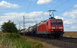 145 069 schleppte am 27.06.18 einen Kesselwagenzug durch Niederndodeleben Richtung Magdeburg.