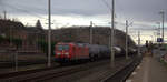 145 042-8 von DB kommt mit einem Kesselzug aus aus Antwerpen-BASF(B) nach Ludwigshafen-BASF(D) und kommt aus Richtung