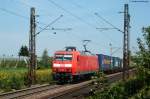 145 028-7 mit einem KLV bei Denzlingen 7.8.09