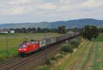 145 057-6 mit  Ambrogio-Zug , fhrt in Grosachsen-Heddesheim Richtung Mannheim Friedrichsfeld.