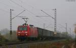 145 008-9 mit einem Amborgio KLV gen Sden am km 69,2 29.10.09