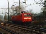 145 004-8 auf Bahnhof Bad Bentheim am 21-4-2001.