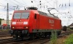 145 061-8 von Railion rangiert in Aachen-West bei Regenwolken am 16.6.2012.