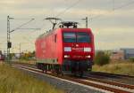 Um 16:33 Uhr kommt die 145 001-4 als solofahrende Lok wieder aus Neuss zurck, das Ziel ihrer jetzigen Reise ist Nievenheim. 10.10.2012