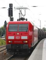 7.8.2013 Bernau bei Berlin. 145 040 mit Kesselzug nach Stendell.