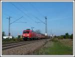 145 042 fährt am 19.10.13 mit einem gemischten Güterzug über die Rheinbahn von Mannheim Richtung Karlsruhe.
Eingefangen zwischen Waghäusel und Wiesental.