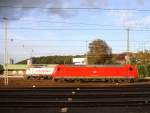 145 027-9 DB  rangiert in Aachen-West. 
Aufgenommen vom Bahnsteig in Aachen-West. 
In der Abendsonne am Abend vom 25.9.2015.