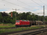 DB 145 044-4 mit einem gemischten Güterzug Richtung Eisenach, am 14.06.2016 in Neudietendorf.
