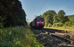 145 062-6 ist mit einen gemischten Güterzug am 20.07.16 in Richtung Bebra unterwegs,abgelichtet am frühen Morgen bei Burghaun.