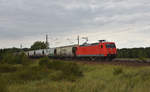 145 090-7 der HSL Logistik mit Getreidesilowagen der Transcereales ERMEWA unterwegs, in Richtung Hagenower Land.