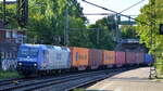 RBH Logistics GmbH, Gladbeck [D] mit  145-CL-206  [NVR-Nummer: 91 80 6145 102-0 D-RBH] und Containerzug verlässt den Hamburger Hafen am 08.09.21 Durchfahrt Bf.