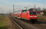 Mit einem RE nach Magdeburg passiert 146 024 am 25.03.17 Braschwitz.