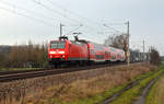 146 018 rollte mit ihren drei Dosto-Wagen als RE8 von Magdeburg nach Halle(S).