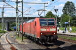 DB Regio AG - Region Nord, Fahrzeugnutzer: Regionalbahn Niedersachsen/Bremen, Hannover mit der  146 106-0  (NVR:  91 80 6146 106-0 D-DB ) mit der DB Regio AG - Region Südost
Fahrzeugnutzer:	S-Bahn Dresden, Dresden  146 216-6 (NVR:  91 80 6146 212-6 D-DB ) am Haken auf Dienstfahrt am 15.07.24 Höhe Bahnhof Hamburg-Harburg.