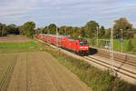 DB 146 241-5 rollt mit ihrem RE3 von Passau nach München durch den Haltepunkt Pulling. (29.09.2023)