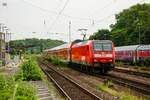 146 001 DB mit RE9 in Köln West, Juni 2022.