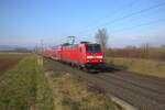 DB Regio Bombardier Traxx 146 260-5 mit dem RE30 am 08.02.25 bei Nieder Mörlen