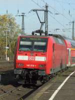 146 016 schiebt einen RE2 nach Mnster aus Wanne-Eickel (31.10.2007)