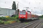 146 022 mit RE 10514 nach Emmerich bei der Durchfahrt von Hrth-Kalscheuren am 13.7.2012