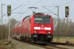 146 232-4 mit RE 5343 zwischen Kenzingen und Riegel. Aufgenommen 05.04.2013
