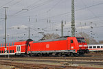 DB Lok 146 237-3 fährt beim Badischen Bahnhof ein. Die Aufnahme stammt vom 04.04.2016.