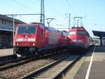 Die Br.146 203-5 mit ihrem RE-Zug nach Stuttgart Hbf, und die Br.110 474-4 mit der RB nach Donauwrth Hbf.