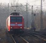 146 004-7 kam Ende Februar 2008 mit der RE2 von Mnster(Westf) am Nachmittag in Viersen an.