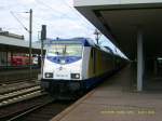Der Metronom nach Gttingen steht am 21.08.08 mit ME 146-18 an der Spitze abfahrbereit im Hbf Hannover.