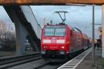 Am 28.01.2013 schob 146 116-9 mit neuer Werbung ihre RB von Basel nach Offenburg. Hier steht sie in Orschweier.
