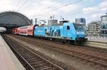 146 013 verlässt am 11.05.2018 mit der S1 von Meißen Triebischtal nach Bad Schandau den Dresdener Hauptbahnhof.