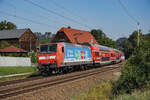 146 017 passierte am 07.09.2024 mit ihrer S1 die Fotostelle zwischen Raten und Strand. Grüße zurück an den Lokführer.