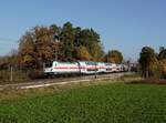 Die 147 581 mit einem IC nach Karlsruhe am 07.11.2020 unterwegs bei Heilsbronn.