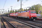 152 029-5 durchfährt am 24. Juli 2019 den Bahnhof Golm mit einem gemischten Güterzug.