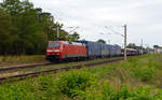 152 069 führte am 17.08.19 einen Autologistikzug durch Raguhn Richtung Dessau.
