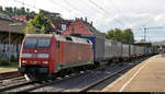 KLV-Zug mit 152 080-8 (Siemens ES64F) DB durchfährt den Bahnhof Asperg auf der Bahnstrecke Stuttgart–Würzburg (Frankenbahn | KBS 780) Richtung Kornwestheim.
[28.7.2020 | 17:13 Uhr]