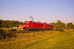 185 345-6 schleppt eine Lok der Baureihe 152 über die Hamm-Osterfelder Bahn (Hamm-Neustadt, 10.10.2021)