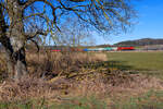 152 088 DB Cargo mit einem Containerzug bei Oberdachstetten Richtung Ansbach, 06.03.2021