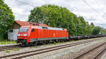 91 80 6152 055 am 13.07.2024 im Bahnhof Aßling auf der Fahrt Richtung München.