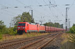 Zusammen mit 152 048 erreicht 152 167 mit einem leeren Erzzug aus Ziltendorf am 18.09.24 den Bahnhof Saarmund. Auch hier dauerte es eine Stunde bis er seine Fahrt nach einem Personalwechsel fortsetzen konnte. 