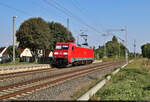 Nach einem Halt am Blocksignal Zscherben setzt sich 152 028-7 (Siemens ES64F) als Tfzf wieder in Bewegung, sodass es weiter Richtung Teutschenthal gehen kann.