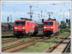 Treffen der 189 089 und 152 080 im Rostocker Seehafen. Aufgenommen am 29.08.07 am Hp Hinrichsdorferstrae 

