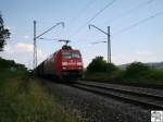 152 087-3 mit einen gemischten Gterzug auf der Strecke von Lichtenfels nach Bamberg am 8.