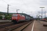 152 170-7 mit LKW Walter Zug in Gemnden am Main am 18.07.2008