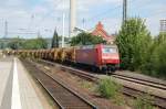 152 021 mit Schttgutwagen am 15.7.2008 in Gttingen