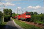 Die 152 164 ist mit einem gem. Gterzug in Richtung Karlsruhe unterwergs. Aufgenommen in Rintheim im August 2008.