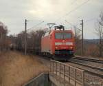 152 156-6 war am 27.02.10 im Pendeldienst zwischen Maschen Rbf und Rbf Alte Sderelbe eingeteilt und hat hier gerade einen gemischen Gterzug am Haken und bringt diesen durch Hamburg-Moorburg Richtung