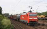 152 012-6 mit einem Gter-/Lokzug am 17.07.09 in Dsseldorf-Rath. Lokzug deswegen weil Cobra 186 235 (ohne Abnahme) am Ende des Zuges mitgeschlepptt wurde.