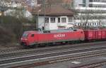 152 023-8 steht am 10. Mrz 2011 vor dem ehemaligen Stellwerk Nord in Kronach.